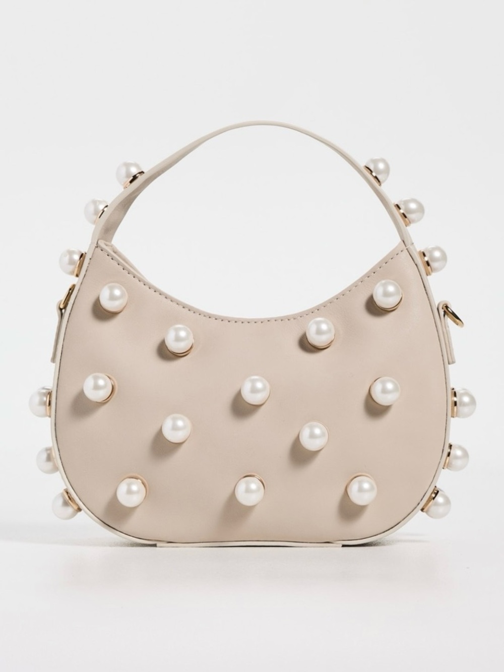 BTB Los Angeles Cora Mini Bag in Bone Leather with Imitation Pearls. Brand new!